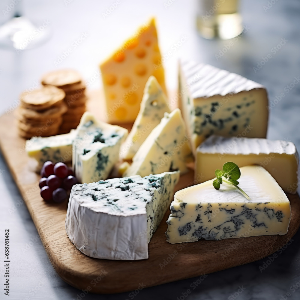 Assortment of cheese with fruits and nuts