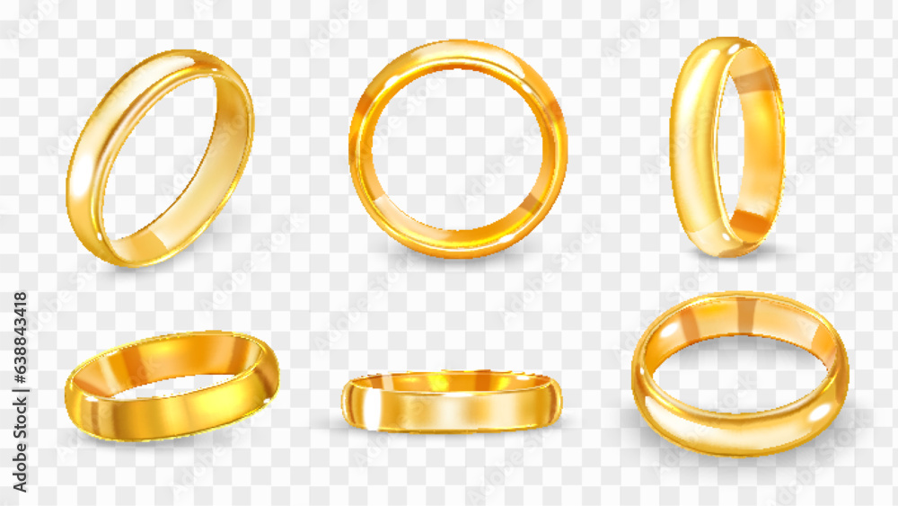 Wedding Rings Realistic Set