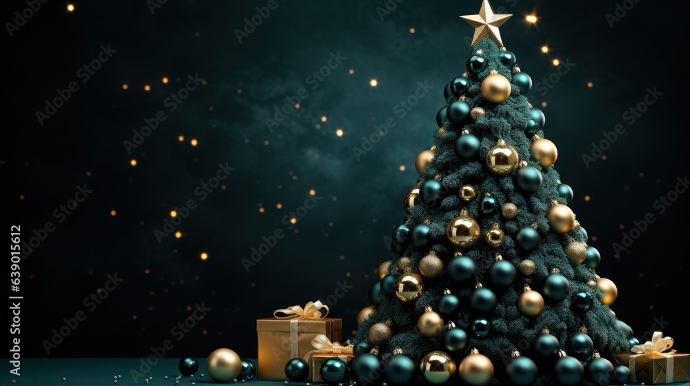 Holiday background with Christmas tree