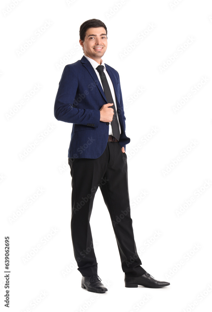 Young businessman on white background