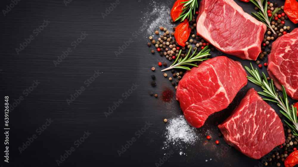 Raw beef steaks