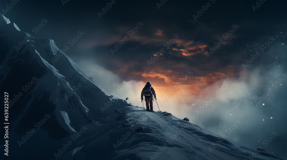 man with backpack standing on the mountain