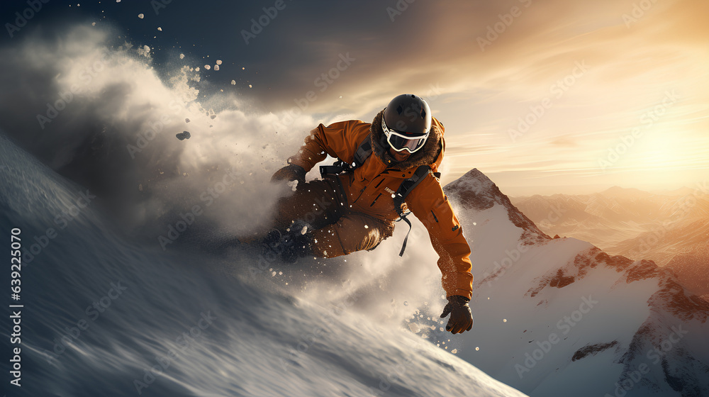  snowboarder on mountain slope