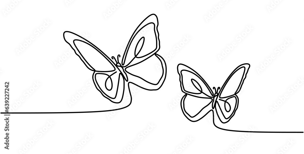 Butterfly vector linear icon. Butterfly one line in one line vector. Linear outline design of butter