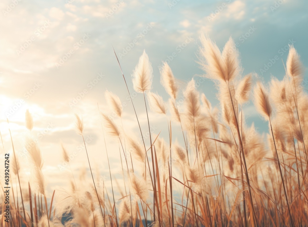 Dried grass and sky background