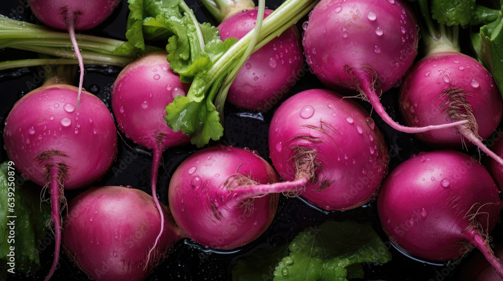 Purple turnip with waterdrops