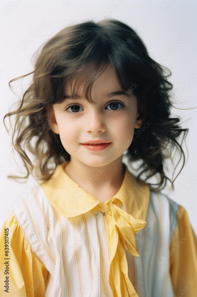 Young child, a girl portrait in vintage dress