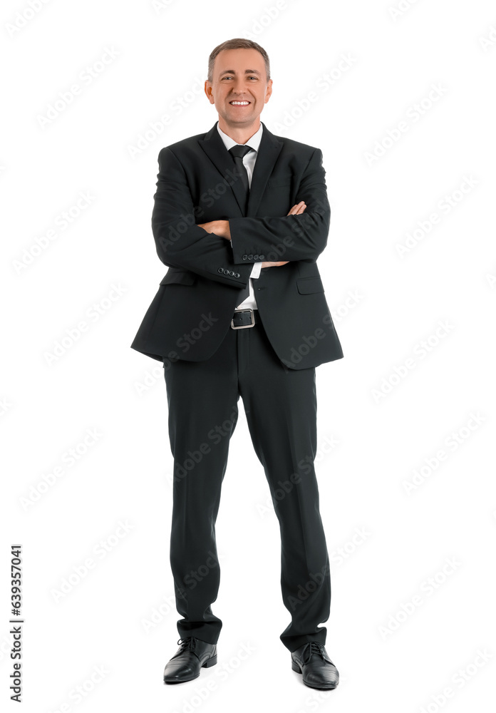 Mature businessman on white background