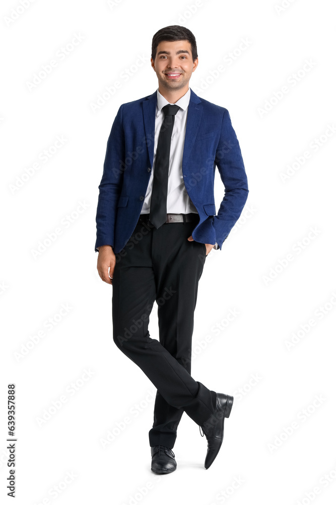 Young businessman on white background