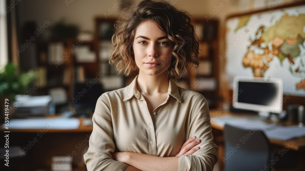 Fashion designer, Portrait of a designer in her office.