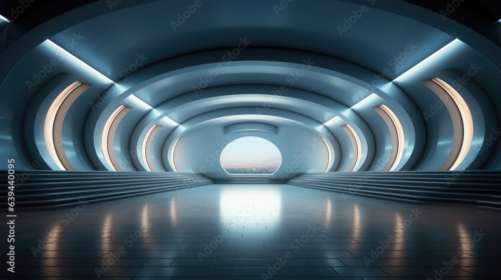 A tunnel with a light at the end of it. Digital image.