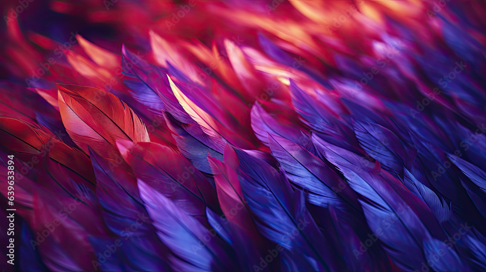 Abstract background with colorful feathers. Generative AI