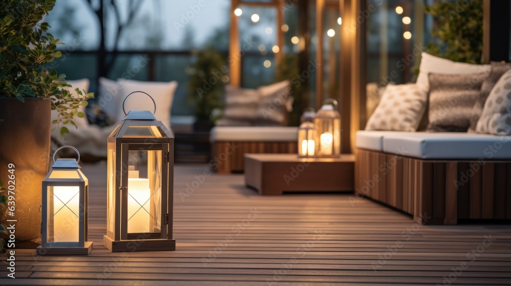 An outdoor sofa and other furniture in the garden setting