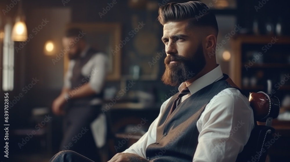 Handsome man in barbershop