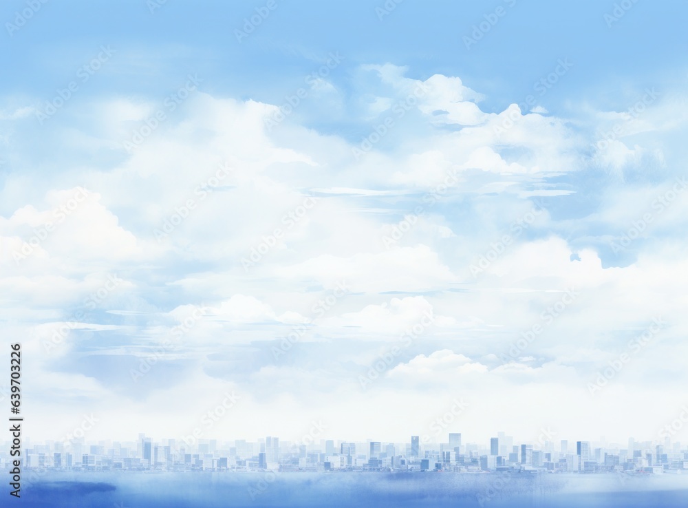 Blue watercolor cityscape background