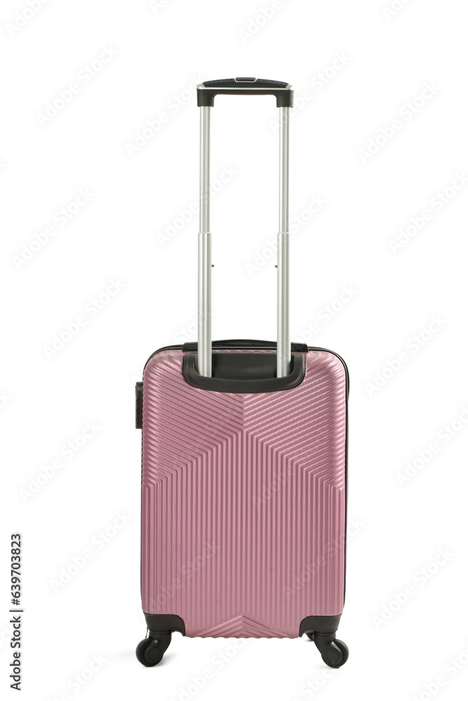 Stylish suitcase isolated on white background