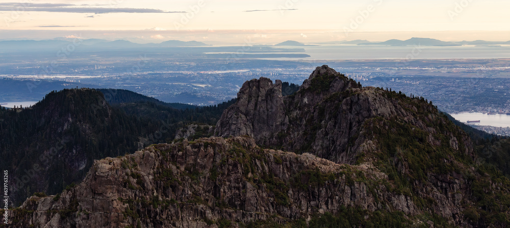 Canadian Mountain Landscape Nature Background. Aerial Panorama.