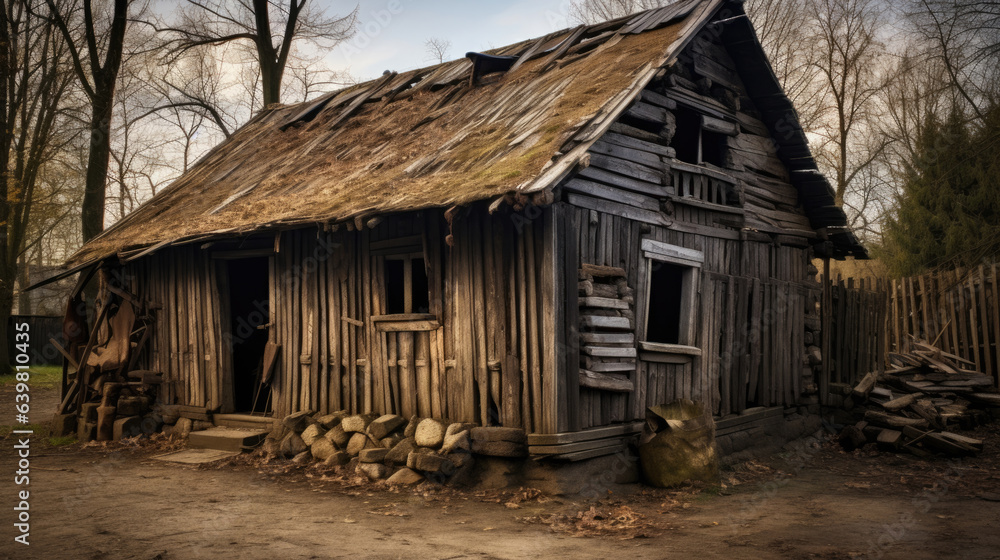 Wooden house of poor people