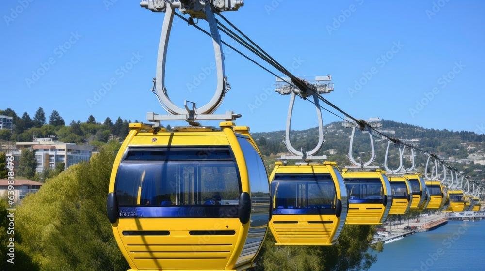 Cable cars transportation for tourism travel, Generative AI