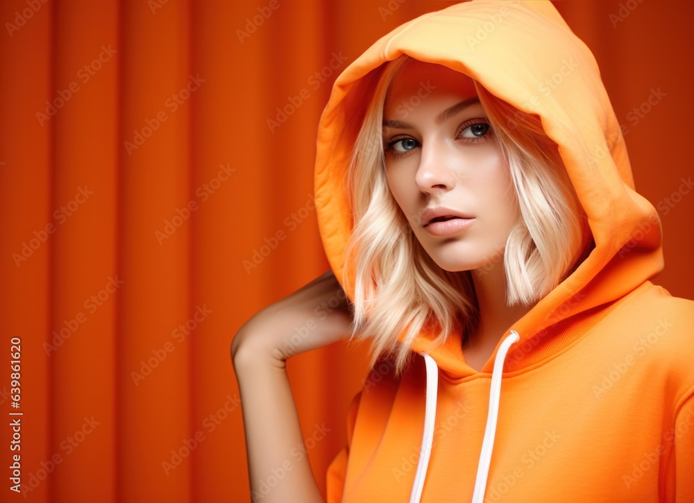 fashion woman in white and orange colors