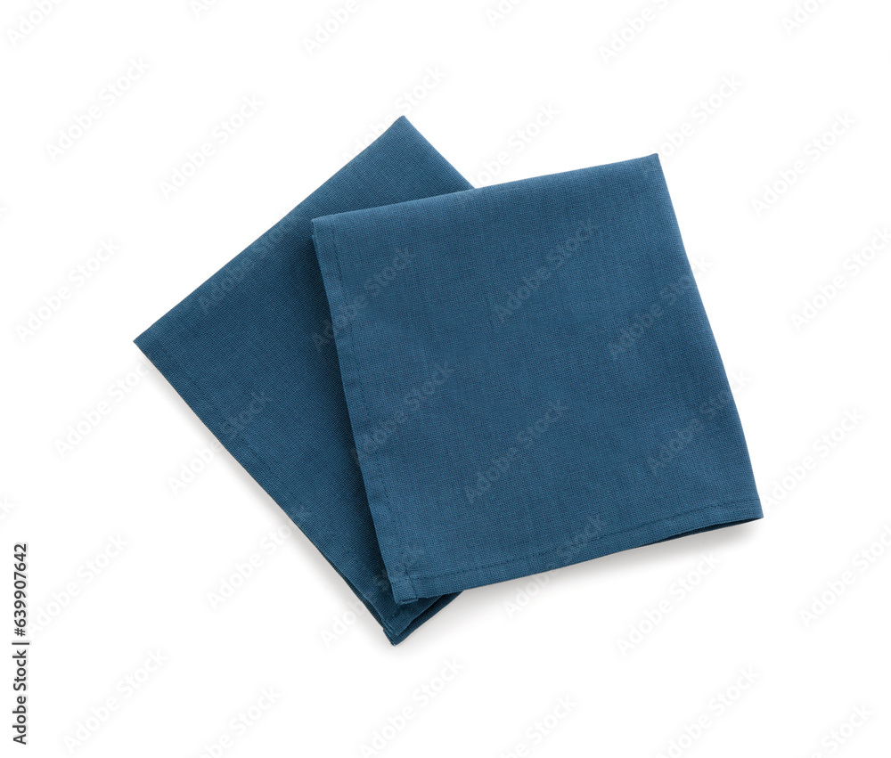 Folded clean napkins on white background