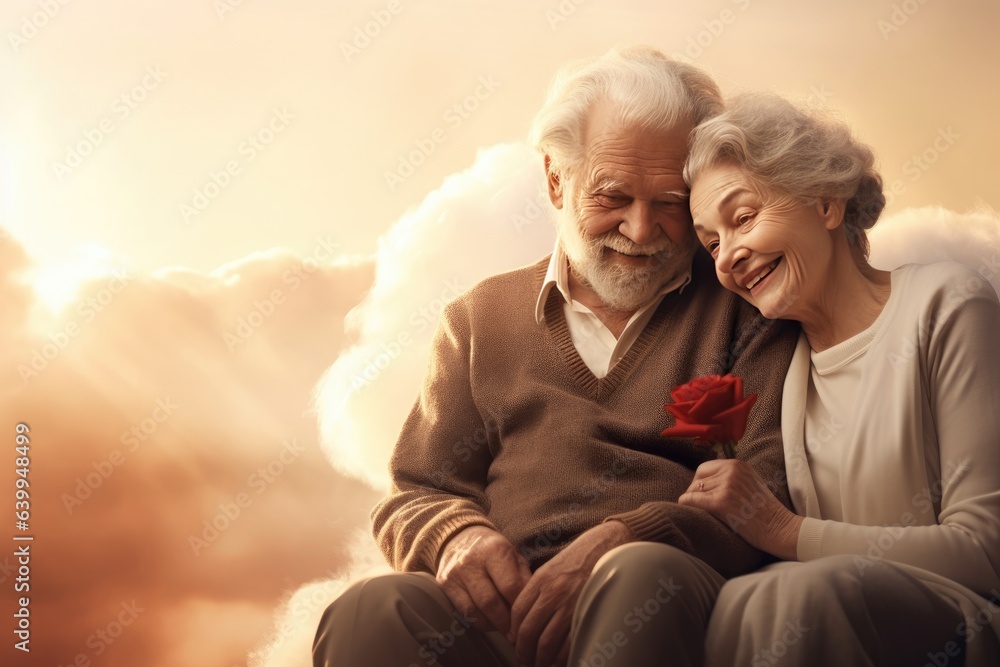 Romantic photo, a couple of pensioners in love