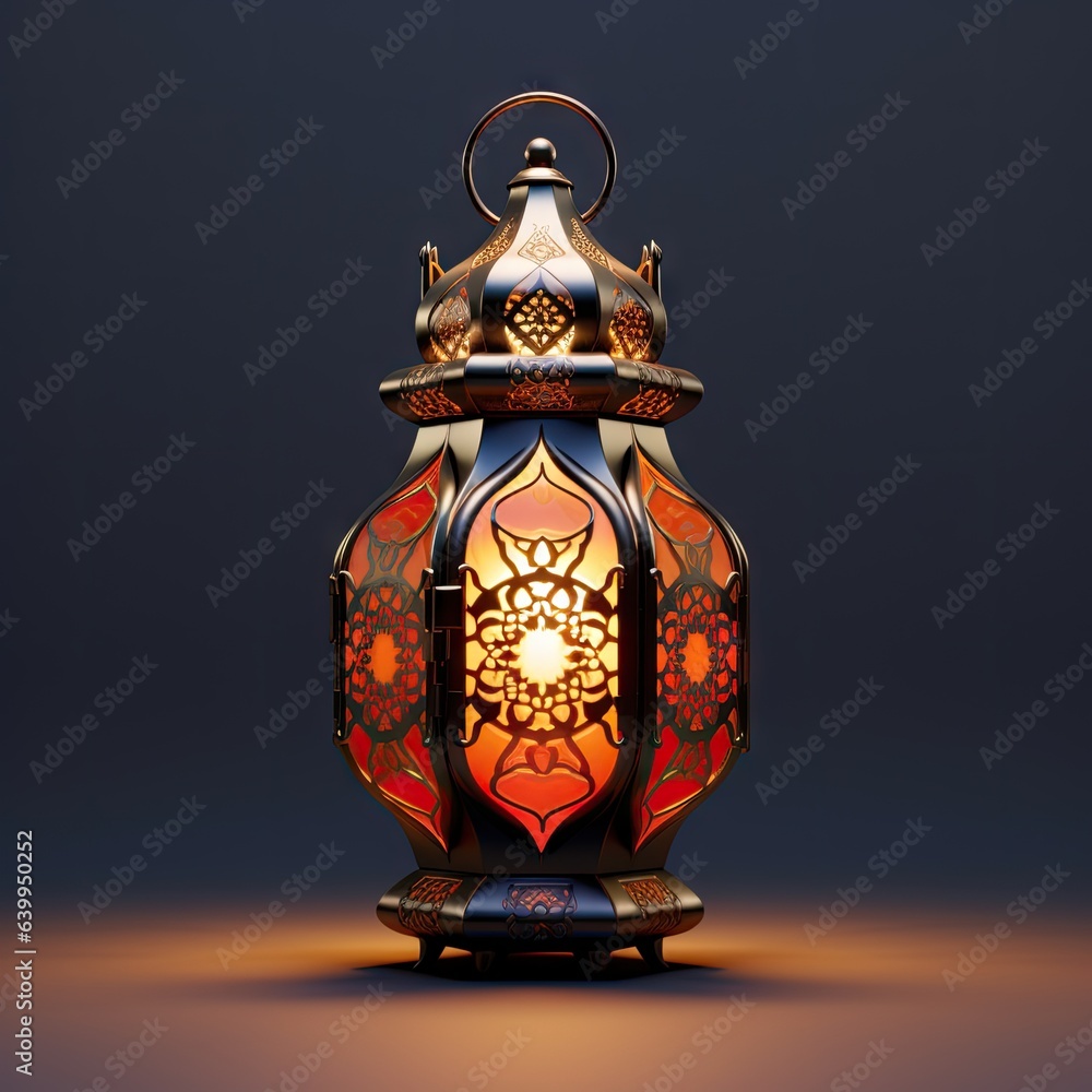 a traditional arabic glowing lantern