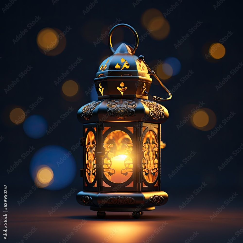 a traditional arabic glowing lantern