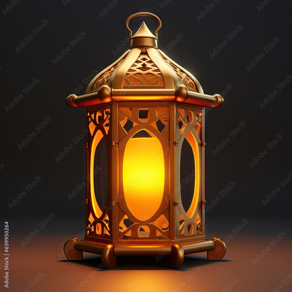 a traditional arabic glowing lantern