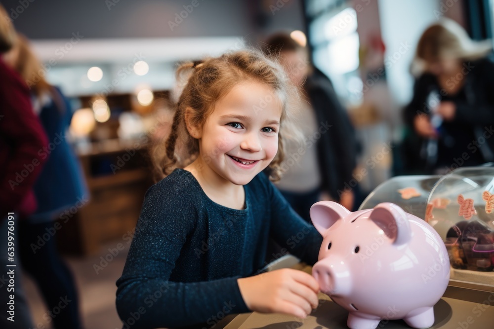 Girl saving up for a toy