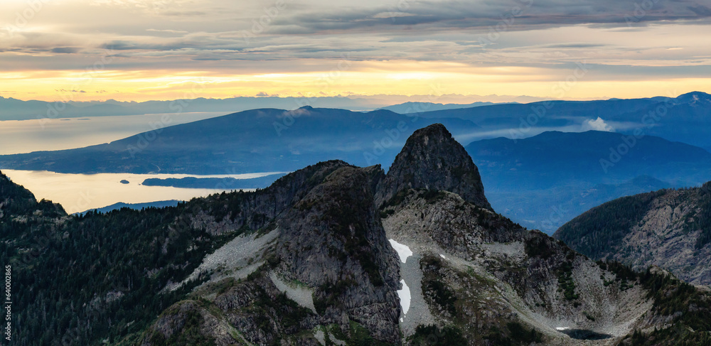 Canadian Mountain Landscape Nature Background. Aerial Panorama.