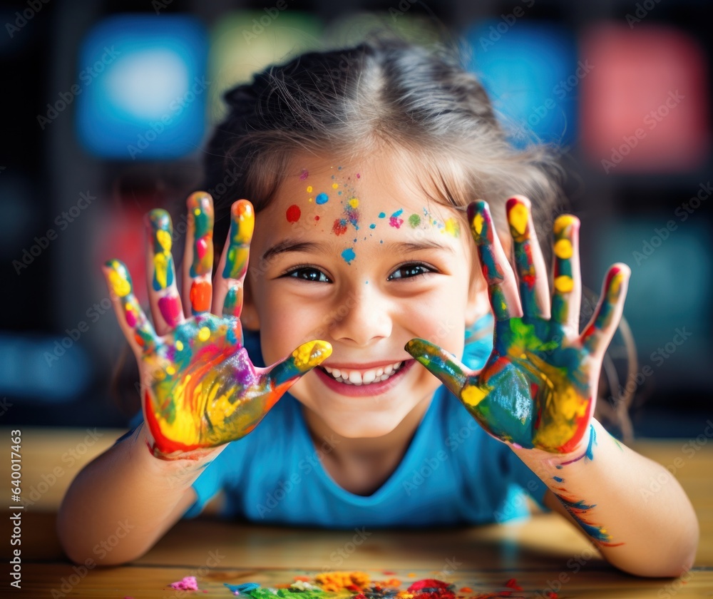 Young girl with paints