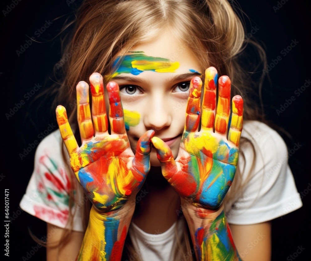 Young girl with paints