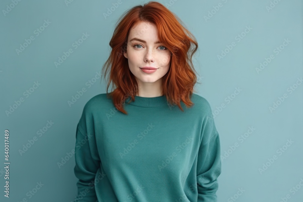 Woman with red hair thinking about something