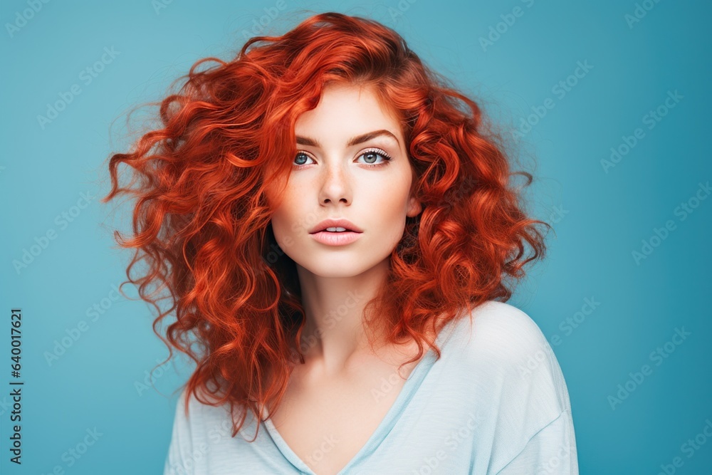 Woman with red hair thinking about something