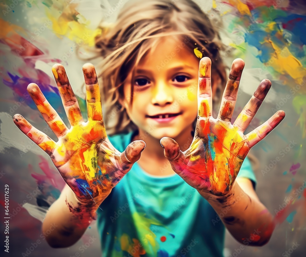 Young girl with paints