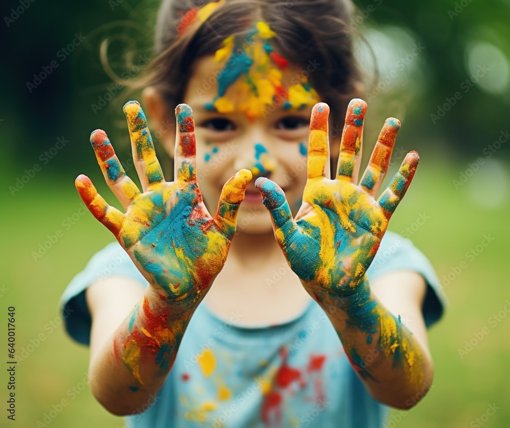 Young girl with paints