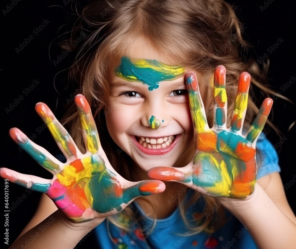 Young girl with paints