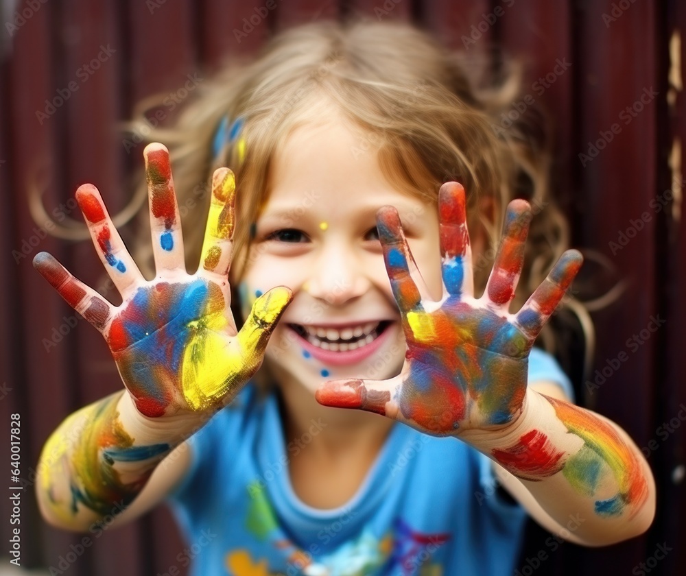 Young girl with paints