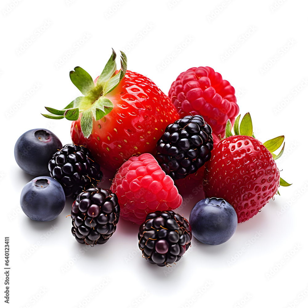 Mixed berries white background