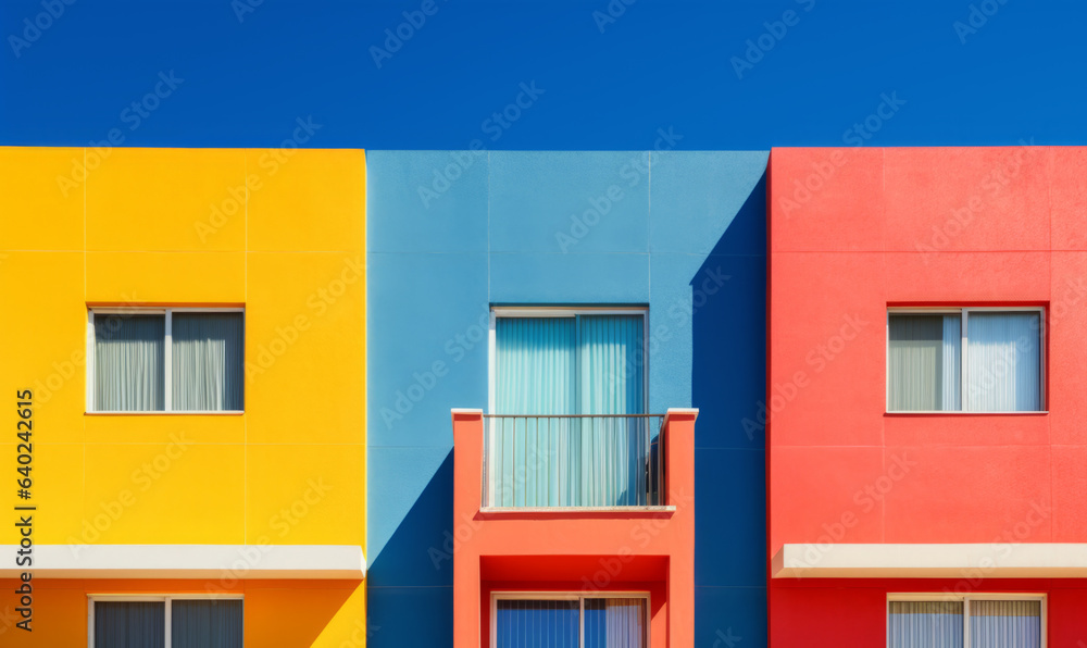 Colored buildings. Abstract modern architecture, minimalistic style