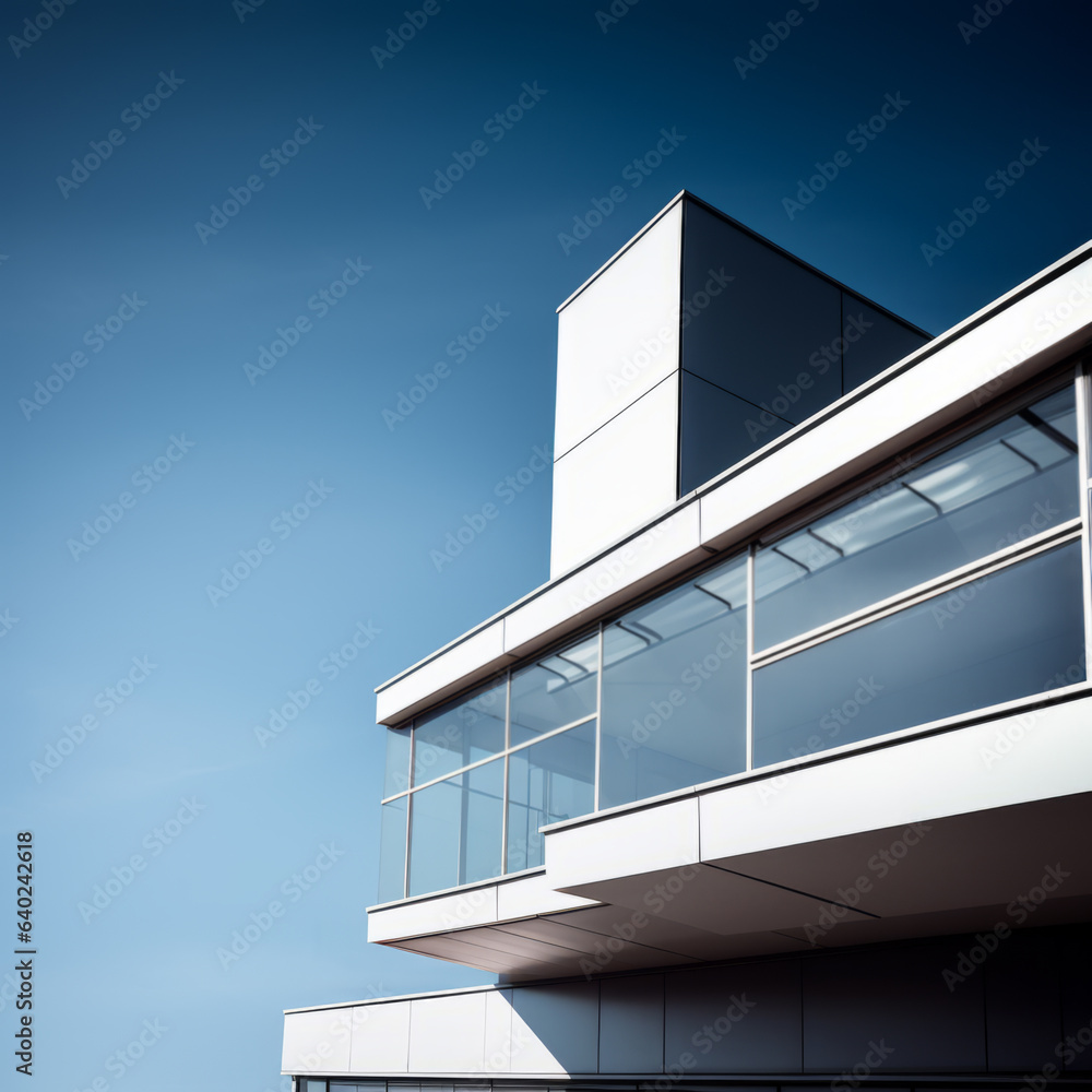 Futuristic modern building, square composition