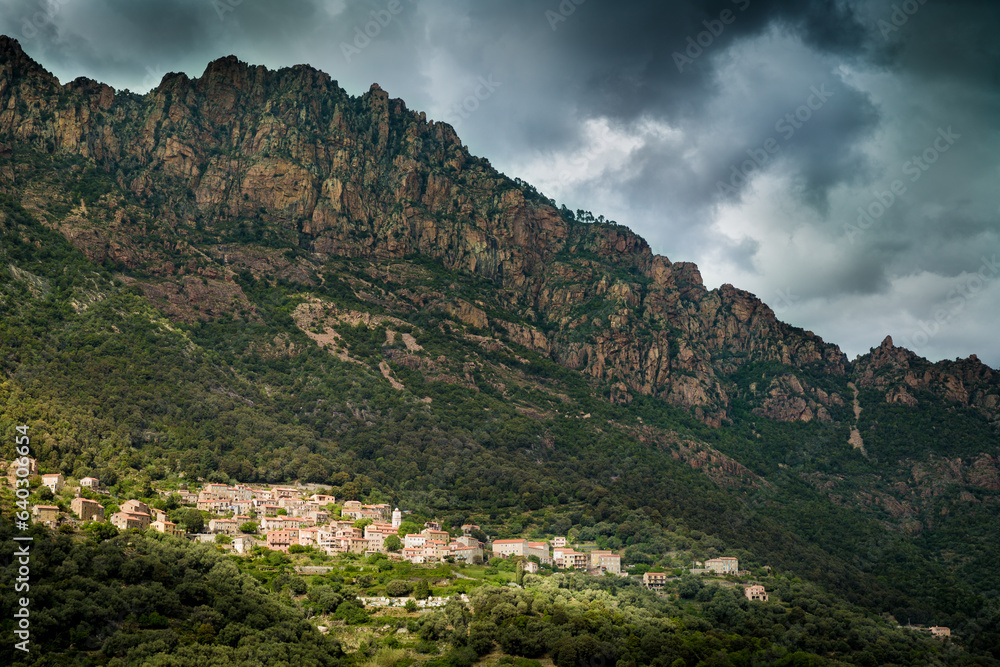 Traditional buildings of Ota village in Corsica