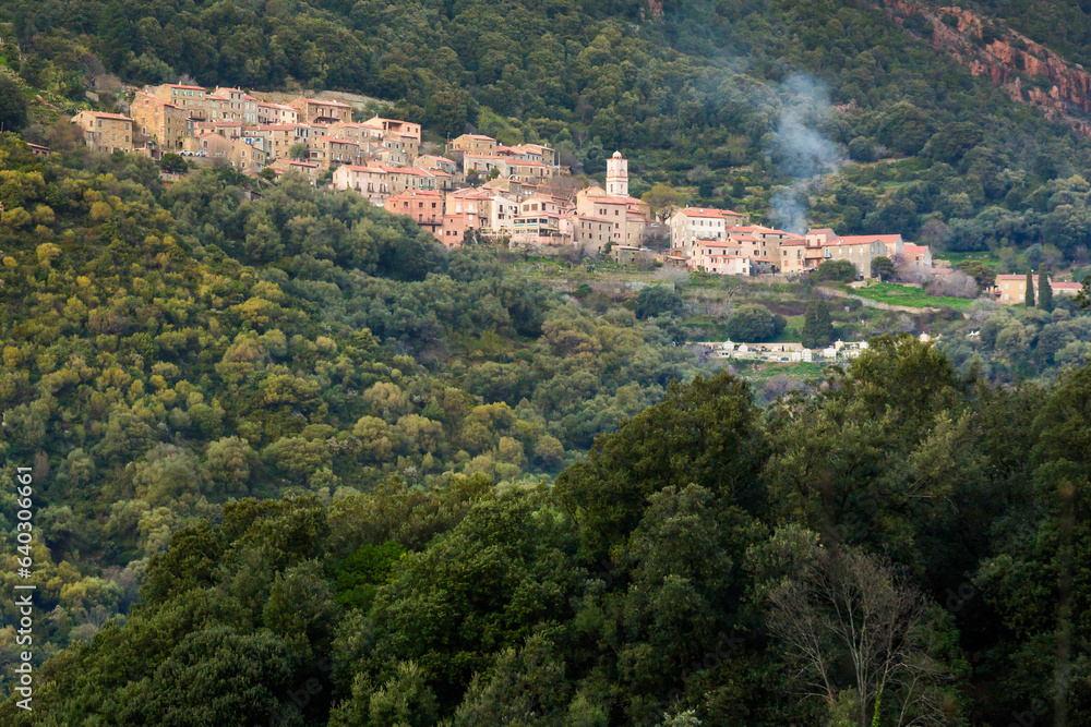 Traditional buildings of Ota village in Corsica