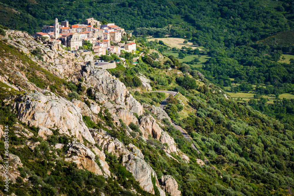 Ancient mountain village of Montegrosso on Corsica island, France