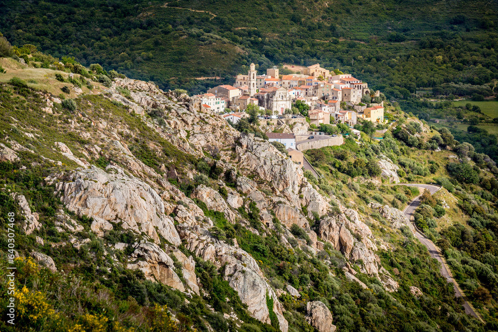 Ancient mountain village of Montegrosso on Corsica island, France