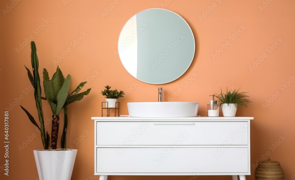 Property Bathroom Interiors, Modern of bathroom with sink bowl and mirror.