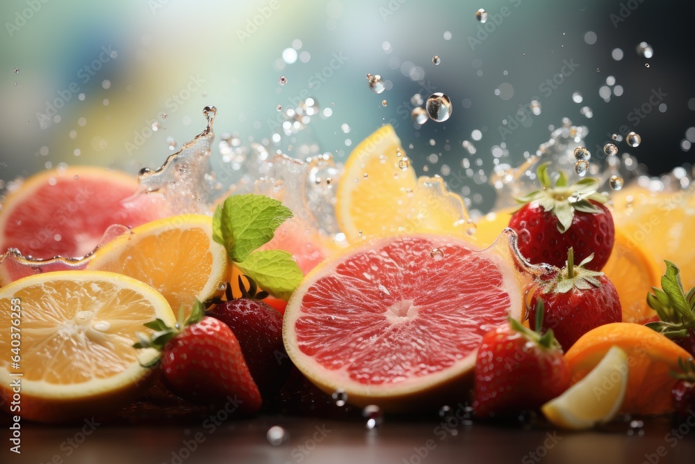 Appetizing fresh background on the theme of healthy fruits