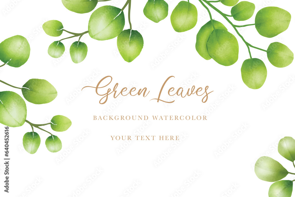 Beautiful green leaves background watercolor 