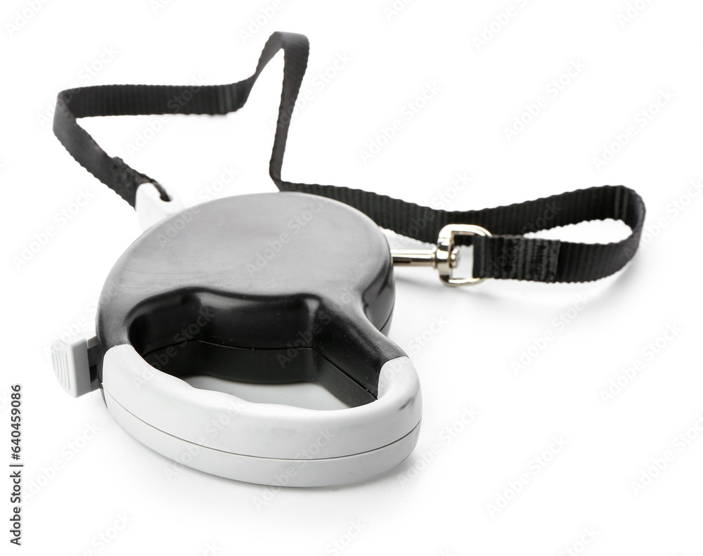 Retractable leash for dog isolated on white background